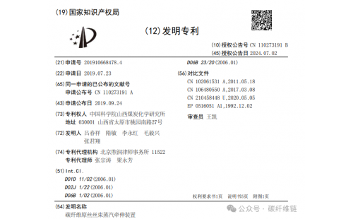 中國科學院山西煤炭化學研究所最新碳纖維專利